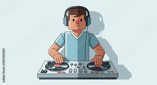 DJ Man Mixing Music on Controller.