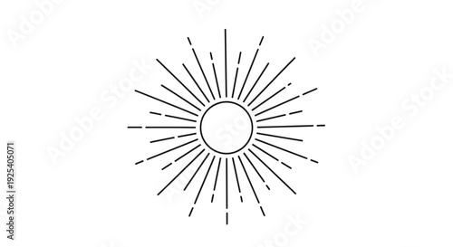 Abstract Sunburst Graphic with Rays and Circle Center