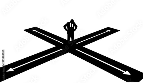 Navigate Your Path: A decisive individual stands at a crossroads, symbolizing choices, decisions, and the journey ahead. The person gazes towards the multiple directions.