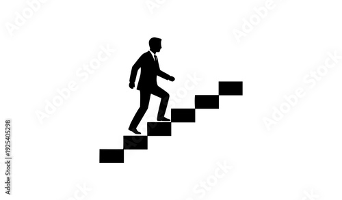 Ascending to Success: An illustration of a man climbing stairs symbolizing career advancement and the pursuit of goals.