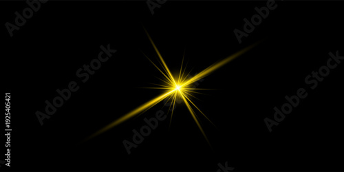 A bright yellow burst of light with many rays radiating from a central point against a dark background, symbolizing energy, explosion, or enlightenment.