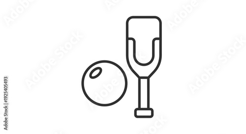 Simple Line Drawing of Wine Glass and Grape.