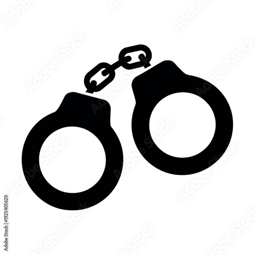 A pair of black handcuffs on a white background