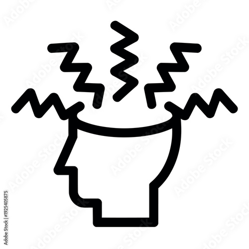 A simple black line drawing of a stressed head