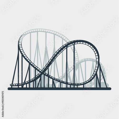 Roller Coaster Track Illustration with Loop and Crossover.