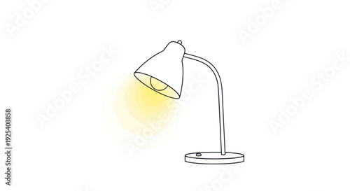 Simple Desk Lamp Illustration with Yellow Glow.