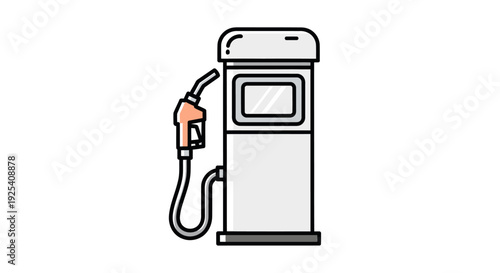 Gas Pump with Nozzle and Hose.
