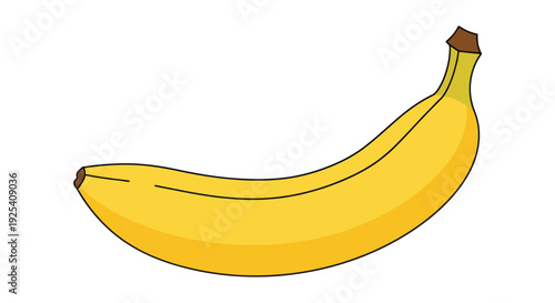 Yellow Banana Fruit Illustration on White.