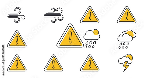 Weather Warning Signs and Symbols Collection.