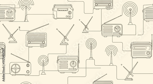 Various Electronic Devices with Antennas and Cables.