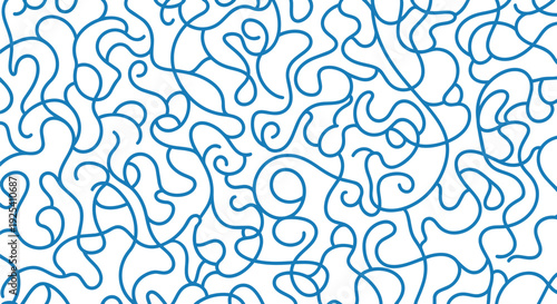 Intricate blue curvilinear lines forming a complex fluid pattern on white background a mesmerizing abstract design