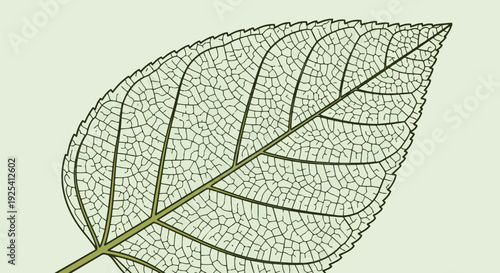 An exquisite botanical illustration highlighting the intricate translucent venation of a vibrant leaf revealing nature's complex biological design
