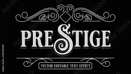 Vintage Prestige Typography Emblem with Elegant Filigree Ornaments