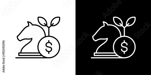 Investment Strategy Icon Sheet Black And White