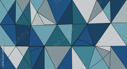 Intricate abstract polygonal pattern with cool blue and grey geometric facets creating a mesmerizing digital art backdrop