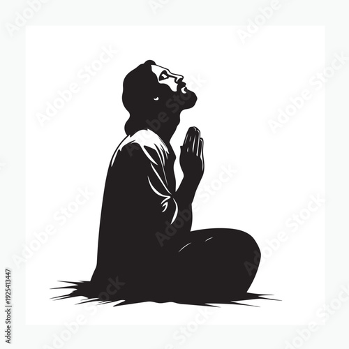 Illustration of Jesus sitting and praying