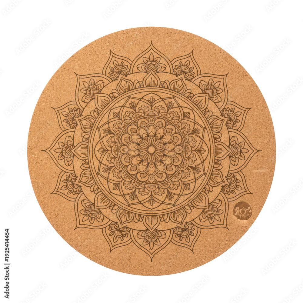 Obraz premium Round cork mat with mandala pattern