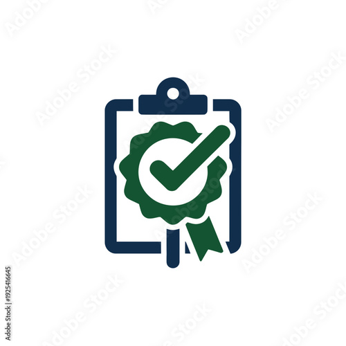 A green checkmark on a clipboard with a ribbon