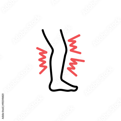 An illustration of a person's leg with muscle cramps