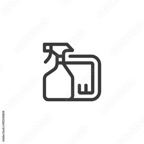 A simple line drawing of a spray bottle and cloth