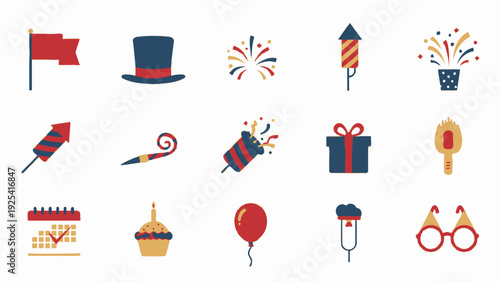 Dynamic Assortment of Bright Celebration Icons for Joyful Events and Festive Gatherings