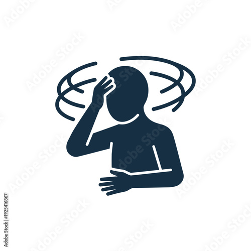 A person experiencing dizziness and disorientation in a simple graphic