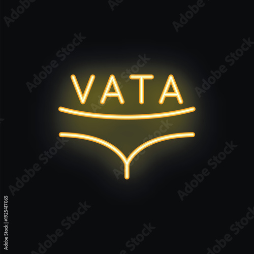 This glowing neon sign represents vata dosha, one of the three ayurvedic elements