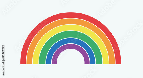 A vibrant arched spectrum of six distinct hues representing joy hope and diversity isolated against a serene pale sky symbolizing inclusion and