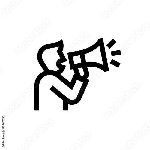 A person holding a megaphone and making an announcement