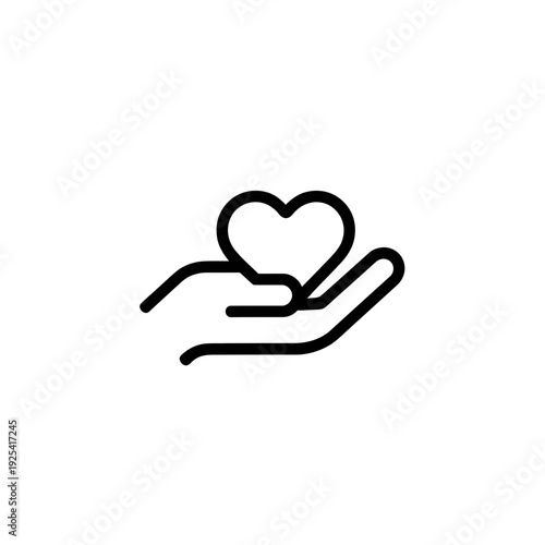 A hand holding a heart in a simple line drawing
