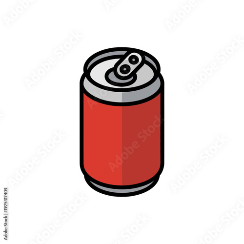 A cartoon illustration of a red soda can with a silver top