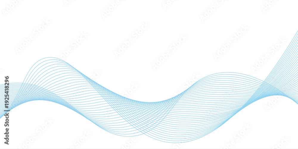 Fototapeta premium Abstract horizontal glowing blue line wave background