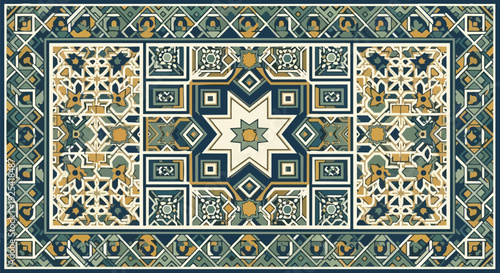 Intricate Geometric Textile Design with Starburst Motif and Rich Pattern