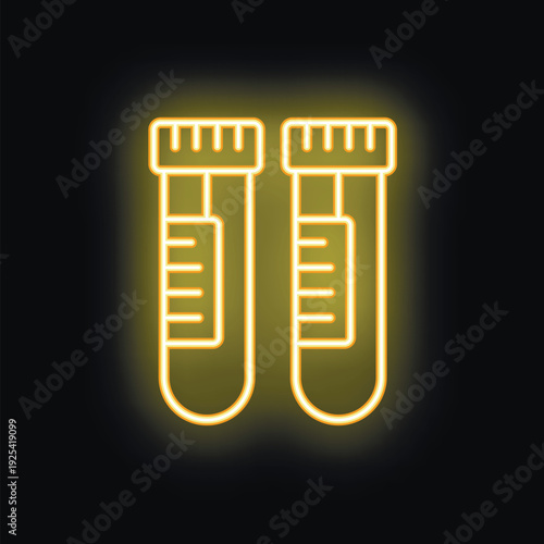 This neon sign of two medical test tubes glowing yellow is perfect for projects related to healthcare, science, and laboratory research