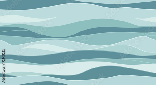 Serene layers of cool blue hues creating a tranquil abstract wavy pattern design