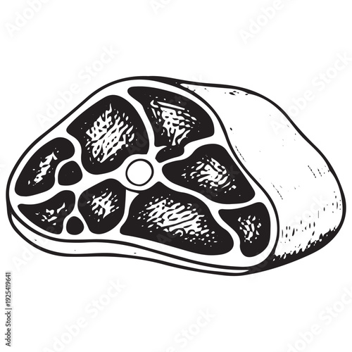 Vintage Beef Steak Cut Engraving Butcher Meat Grocery Food Illustration