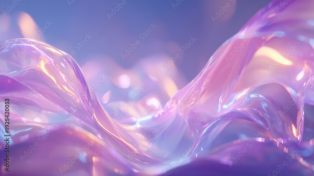 Obraz premium Abstract background of pink and purple silk ribbon waves with light.