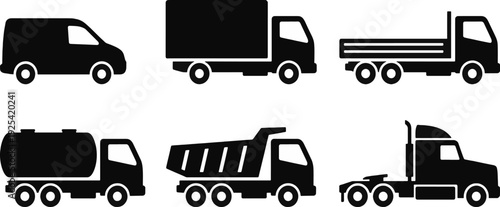 Heavy Duty Truck and Logistics Icon Set