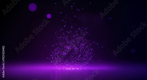 Glowing purple particles rising up in a dark background