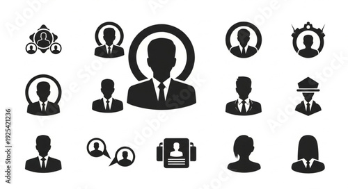 Collection of Human Resource Icons Representing People and Management.