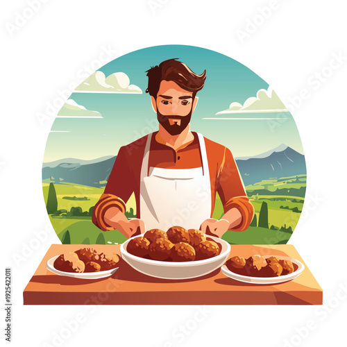 Chef presenting a platter of food