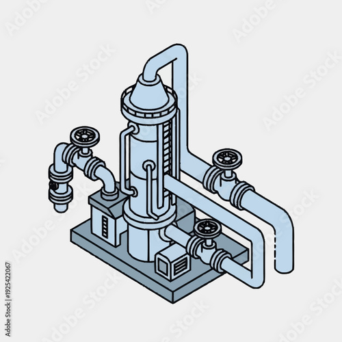 Industrial Equipment with Pipes and Valves.