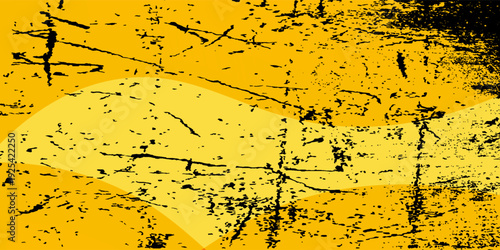 Yellow Grunge Texture Background With Distressed Black Scratches and Retro Abstract Pattern
