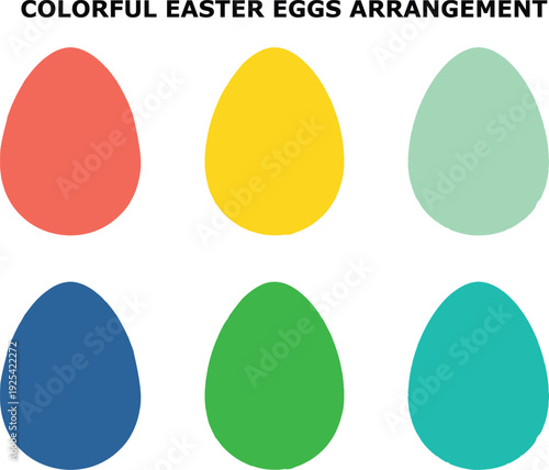 A colorful arrangement of Easter eggs in various vibrant hues and shapes
