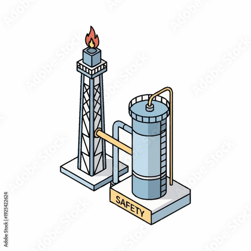 Oil Refinery Equipment Safety Illustration.