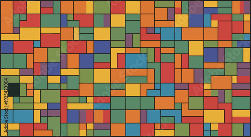 A captivating abstract mosaic of colorful geometric shapes interlocking seamlessly, creating a vibrant and dynamic pattern suitable for diverse