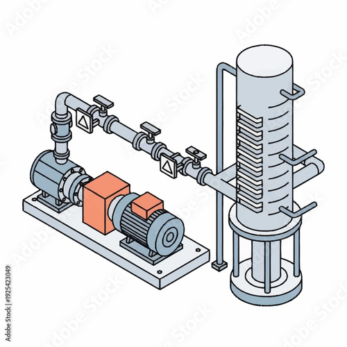 Industrial Pump System with Motor and Tank.