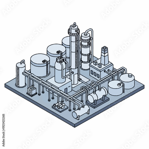 Industrial Plant Facility with Pipes and Tanks.