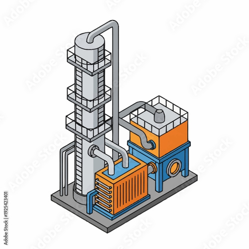 Industrial Equipment with Pipes and Machinery.