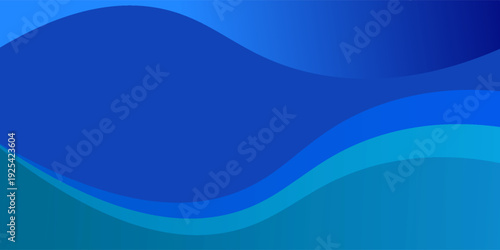 Abstract Blue Wave Background Banner With Smooth Curves, Gradient Ocean Style Modern Fluid Design eps 10